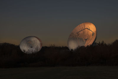 View of hot air balloon at sunset