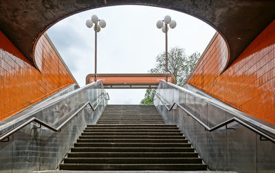 Low angle view of staircase against sky