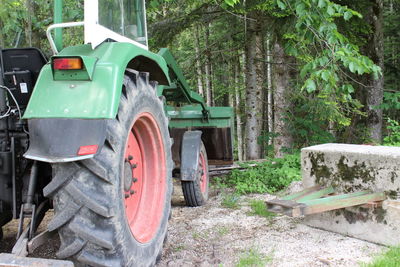 Abandoned cart in forest