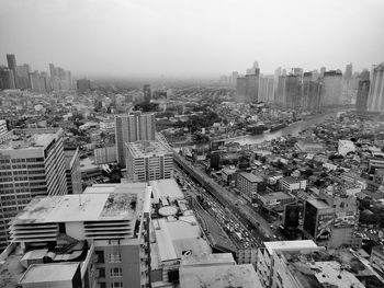 High angle view of cityscape against sky