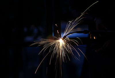 Firework display at night