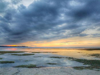 Scenic view of sea against sky during sunset