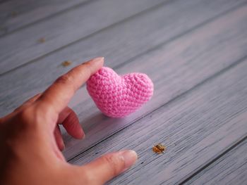 Cropped hand of woman holding strawberries