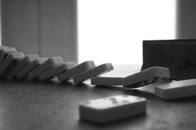 Close-up of dominos on table