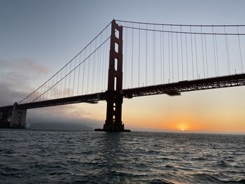 View of suspension bridge over sea