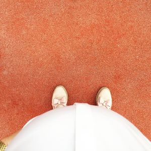 Low section of pregnant woman standing on floor