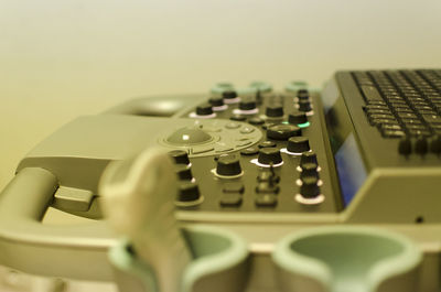 Close-up of ultrasound machine in hospital