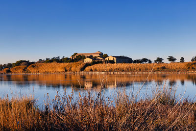 Scenic view of lake against sky