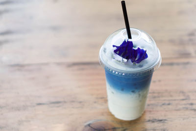 Close-up of drink in glass on table