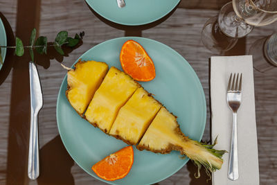 Homemade breakfast with pineapple butter, coffee and juice