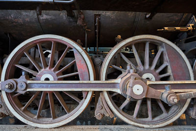 Close-up of train on railroad track