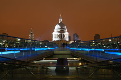 View of illuminated tower bridge against sky at night