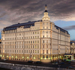 Low angle view of buildings in city