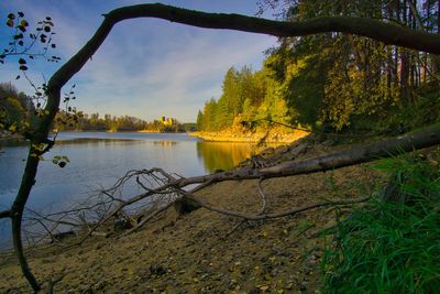 Scenic view of lake against sky