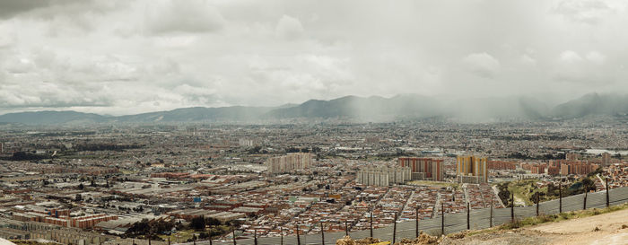 High angle view of townscape against sky