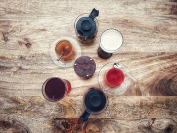 High angle view of coffee on table