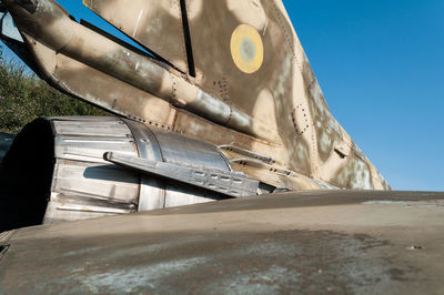 Low angle view of ship moored in water