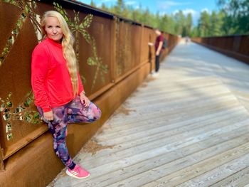 Portrait of girl on footbridge