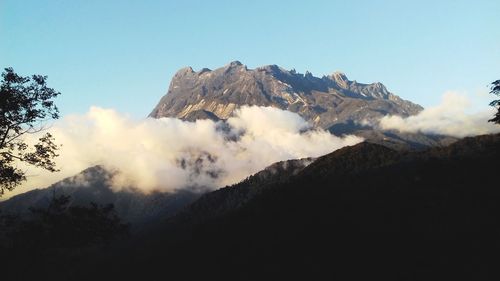 Scenic view of majestic mountains against sky