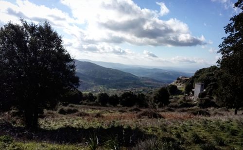 Scenic view of mountains against sky