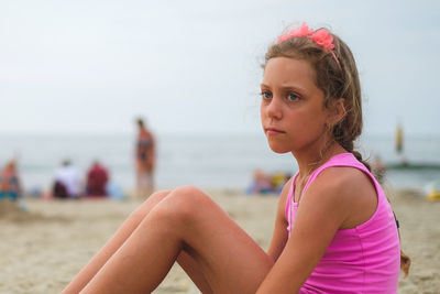 Close-up of girl on beach