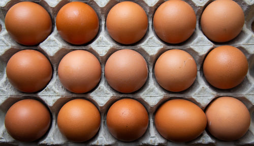 Full frame shot of eggs in container