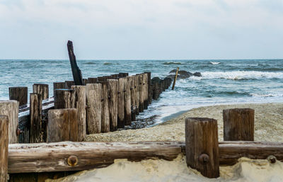 Old pilings at folly beach in south carolina.