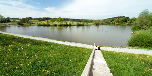 Scenic view of lake against sky