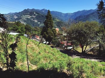 Scenic view of mountains against clear sky