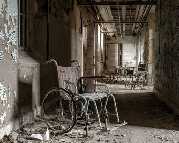 Damaged chairs in abandoned building