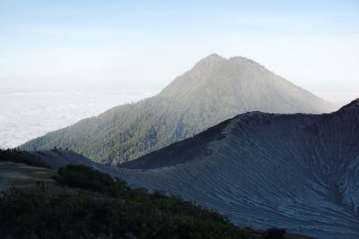 Scenic view of volcanic mountain against sky