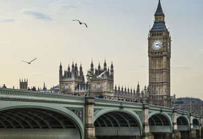 Low angle view of big ben against sky