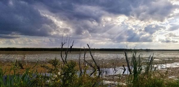 Scenic view of lake against sky