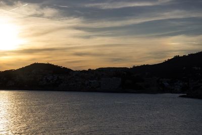 Scenic view of mountains at sunset