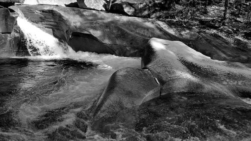 Water flowing through rocks