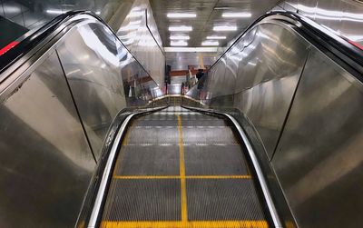 High angle view of escalator