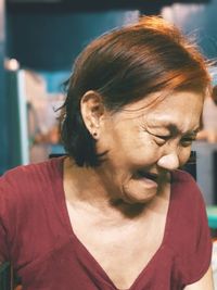 Close-up portrait of a serious young woman