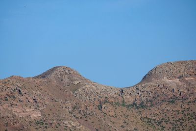 Scenic view of mountains against clear blue sky