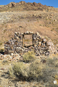 View of old ruins in desert