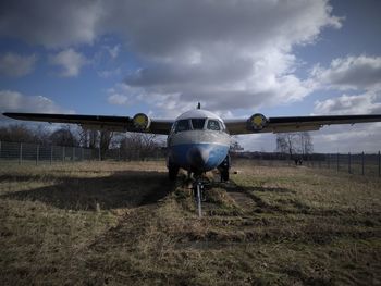 Old airplane in berlin's old airport tempelhof, berlin germany