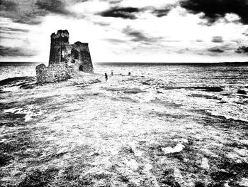 Scenic view of sea against cloudy sky