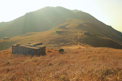 Scenic view of mountains against clear sky