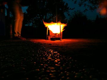 Man in forest at night