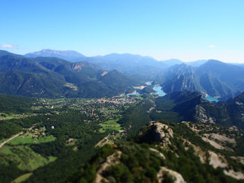 Scenic view of mountains against clear sky