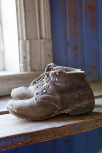 Old worn boots on the floor