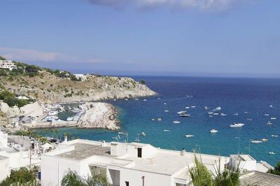 Scenic view of sea against blue sky