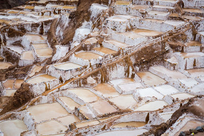 High angle view of snow covered landscape