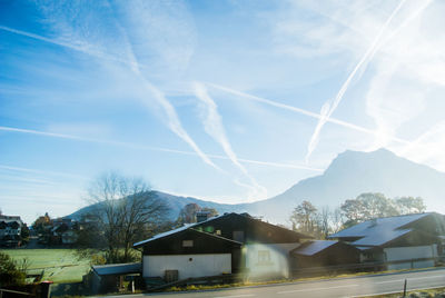 View of vapor trails in sky