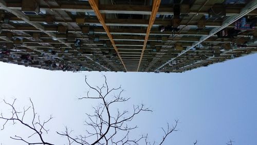 Low angle view of building in the dark