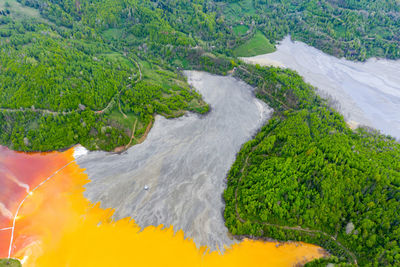 Aerial view of a big waste decanting lake